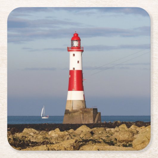 灯台 Beachy Head Light house England スクエアペーパーコースター (正面)