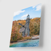 灯台 | Grand Island East Channel Light スクエア壁時計 (傾斜)