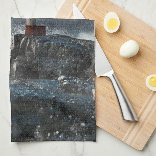 灯台 | Light house in the Storm キッチンタオル (四つ折り)