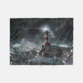 灯台 | Light house in the Storm フリースブランケット (正面(横))