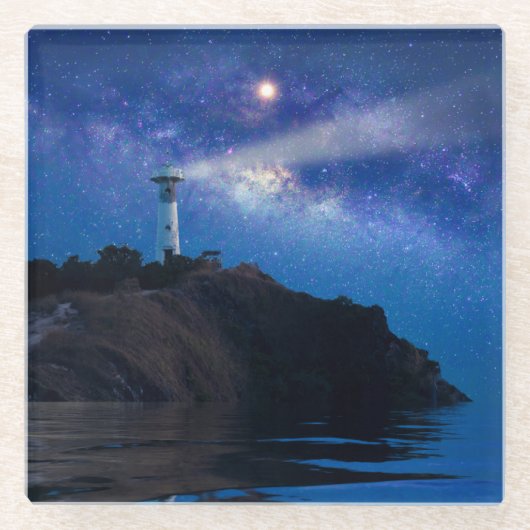 灯台 | Starry Night Lighthouse ガラスコースター (正面)