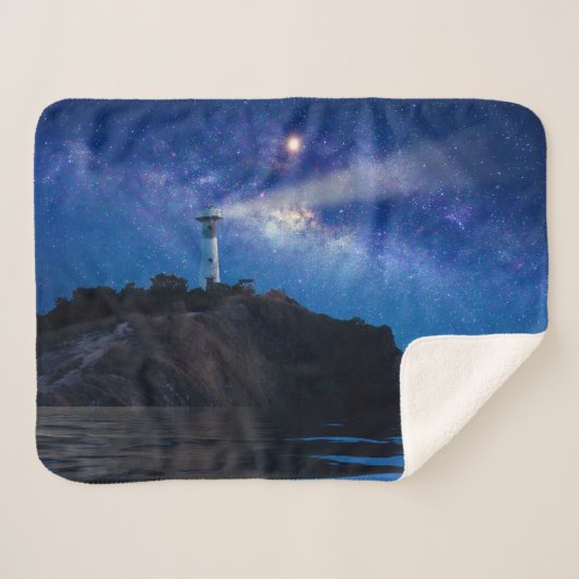 灯台 | Starry Night Lighthouse シェルパブランケット (正面(横))