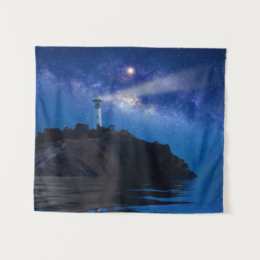 灯台 | Starry Night Lighthouse タペストリー (正面(横))