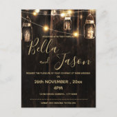 灯明素朴灯付き木結婚材 インビテーションポストカード (正面)