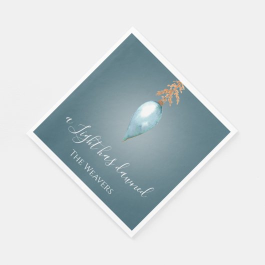 灯火が明けた | ブルーウォーターカラークリスマス スタンダードランチョンナプキン (角)