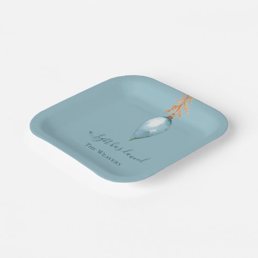 灯火が水色にキリシタンの聖降誕祭を飾った ペーパープレート (傾斜あり)