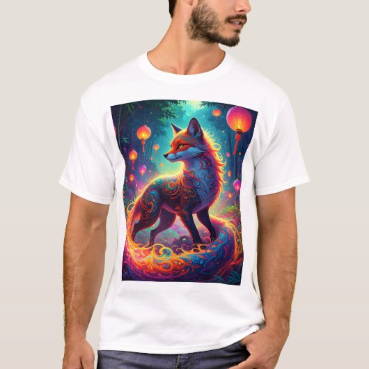 灯篭の竹林の霊狐 Tシャツ (正面)