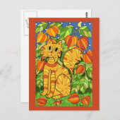 灯篭中国の付き猫 ポストカード (正面/裏面)