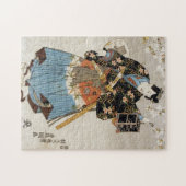 灯篭日本のの帷幄を持つ侍 ジグソーパズル (横)