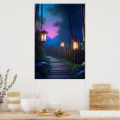 灯篭魅力的が照らす木道 ポスター (キッチン)