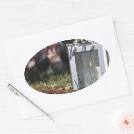 灯篭 楕円形シール (封筒)