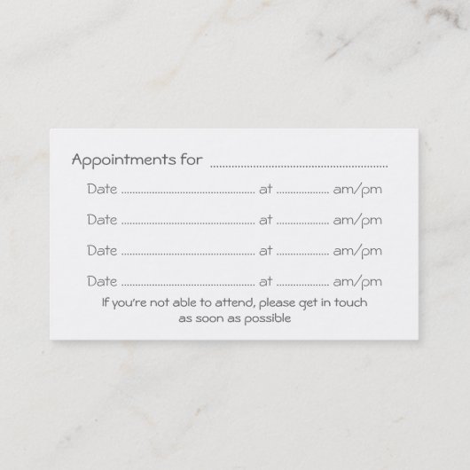 灰から上がるフェニックスアポイントメントカード 名刺 (裏面)