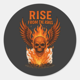 灰から立ち上がる – 炎のスカルと炎 ラウンドシール
