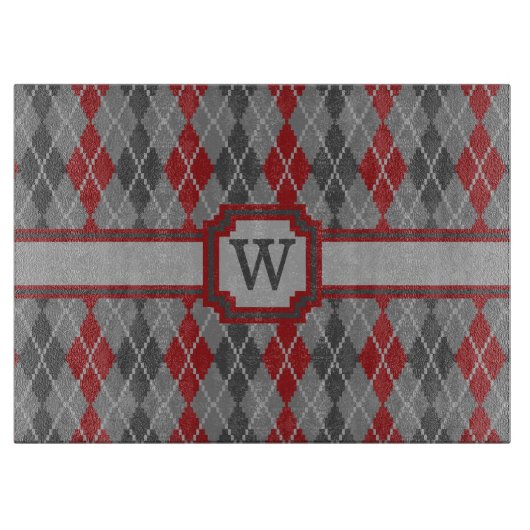 灰と燃えアーガイル殻ガラス板 カッティングボード (正面)