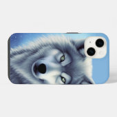 灰と白のオオカミの肖像画  iPhoneケース (裏面横)