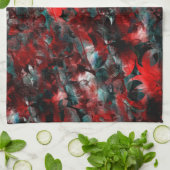 灰に華やかな赤葉い落ちた キッチンタオル (折り畳み)