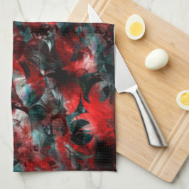 灰に華やかな赤葉い落ちた キッチンタオル