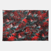 灰に華やかな赤葉い落ちた キッチンタオル (横)