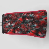 灰に華やかな赤葉い落ちた ゴルフヘッドカバー (正面)