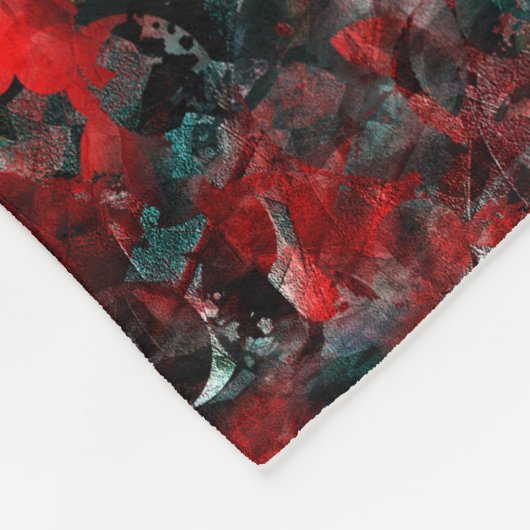 灰に華やかな赤葉い落ちた フリースブランケット (角)