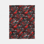 灰に華やかな赤葉い落ちた フリースブランケット (正面)