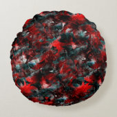 灰に華やかな赤葉い落ちた ラウンドクッション (正面)