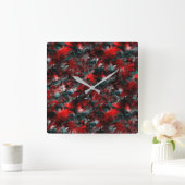 灰の上に派手な赤い葉粉を落ちた入れた食感 スクエア壁時計 (ホーム)