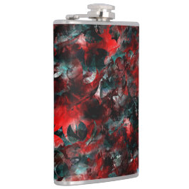 灰の上に派手な赤い葉粉を落ちた入れた食感 フラスク