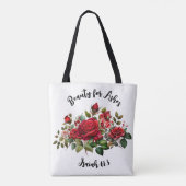 灰の美しい、フローラバラ女性トート トートバッグ (裏面)