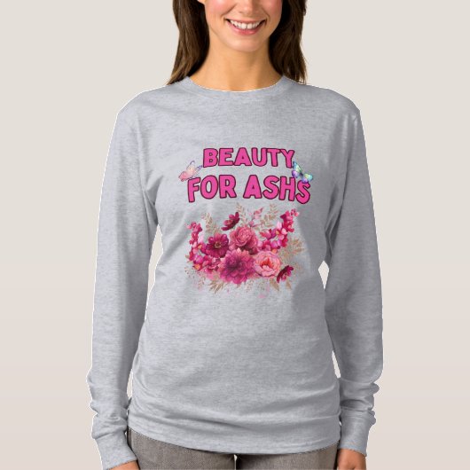 灰の美しい- 感動的フローラ Tシャツ (正面)