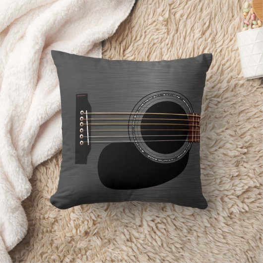 灰の黒いアコースティックギター クッション (ブランケット)
