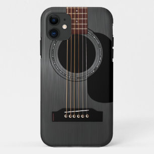 灰の黒いアコースティックギター iPhone 11 ケース