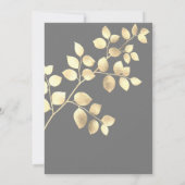 灰エレガント金色葉結婚式招待状 招待状 (裏面)