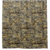 灰クール色石壁組織デザイン シャワーカーテン (正面)