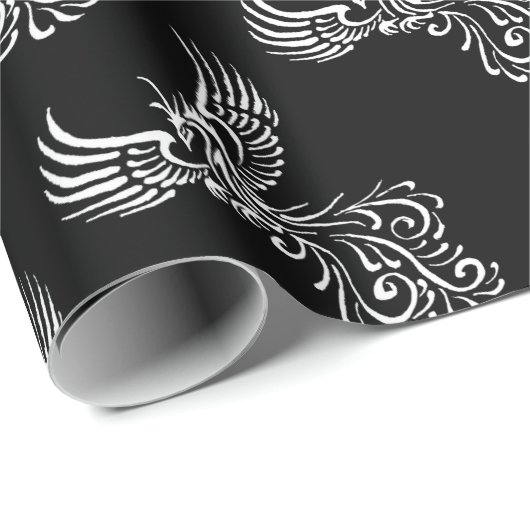 灰フェニックスホワイトから上昇イラストレーション ラッピングペーパー (ロールコーナー)