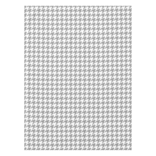 灰灰色および白チェッ千鳥格子のク テーブルクロス (正面)