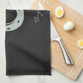 灰灰色の馬蹄形 キッチンタオル (四つ折り)