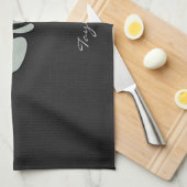 灰灰色の魚の骨 キッチンタオル (四つ折り)