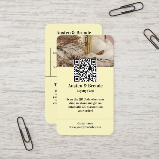 灰灰色ブラウンロイヤリティカード – 写真中心 名刺 (正面/裏面インサイチュ)