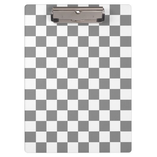 灰灰色ホワイトチェッ市松模様にクパターン クリップボード (正面)