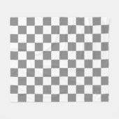 灰灰色ホワイトチェッ市松模様にクパターン フリースブランケット (正面(横))