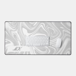 灰白色と灰色の大理石の渦巻き デスクマット