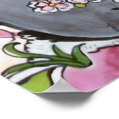 灰色うさぎジャコビーンフローラバードタイルポスター ポスター (角)