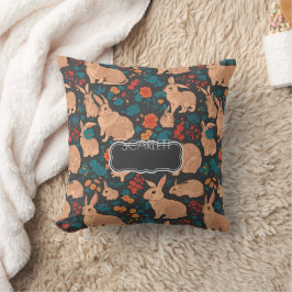 灰色うさぎモザイクカラフルパタパーソナライズされたーン クッション