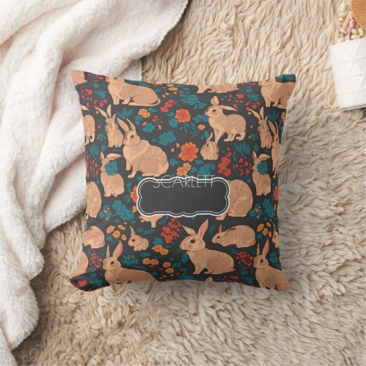 灰色うさぎモザイクカラフルパタパーソナライズされたーン クッション (ブランケット)