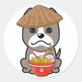 灰色おもしろいの犬は食べ物麺である ラウンドシール