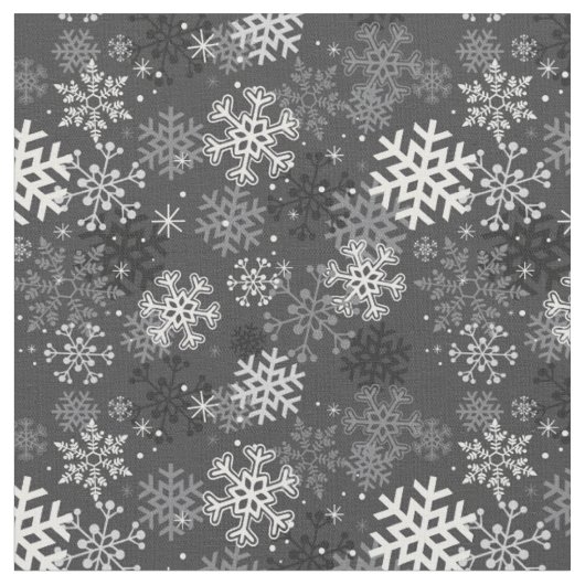 灰色おもしろいの雪片のプリントの生地 ファブリック (クローズアップ)