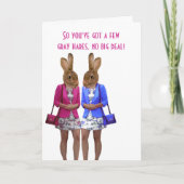 灰色おもしろいの髪の女性の誕生日カード カード (正面)