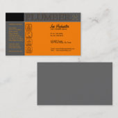 灰色およびオレンジ鉛管工の名刺 名刺 (正面/裏面)