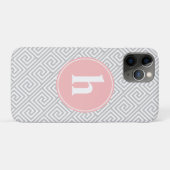 灰色およびピンクのギリシャの主パターンモノグラム Case-Mate iPhoneケース (裏面(横))